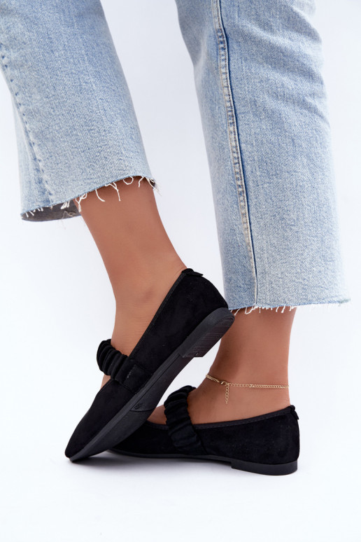 Ballerine nere con cinturini intagliati Loreya