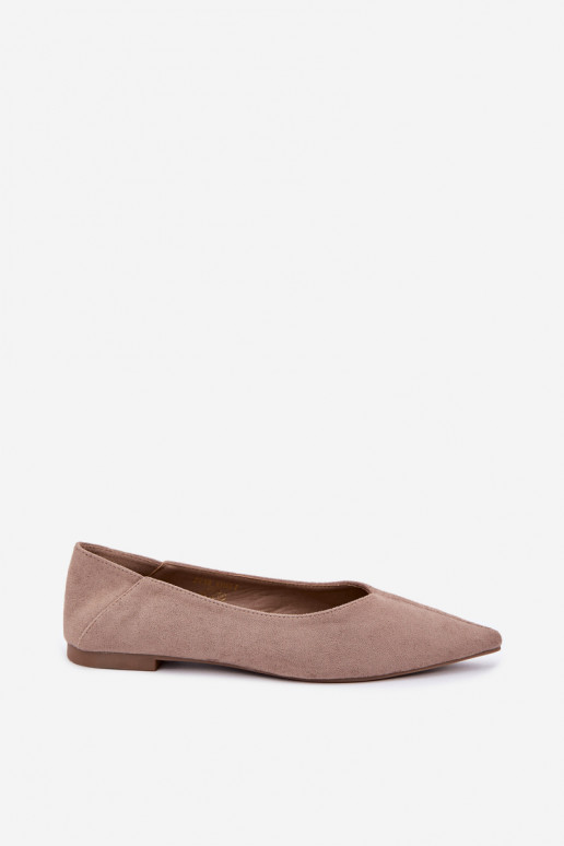 Ballerine con punta affusolata in suede sintetico color sabbia Corabella