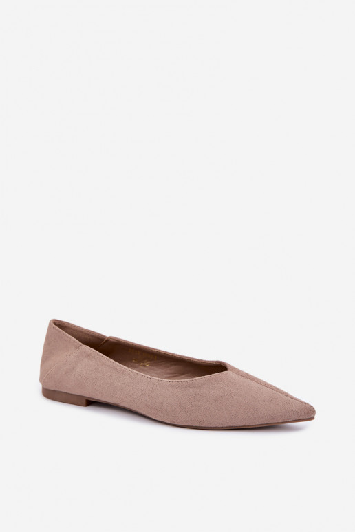 Ballerine con punta affusolata in suede sintetico color sabbia Corabella