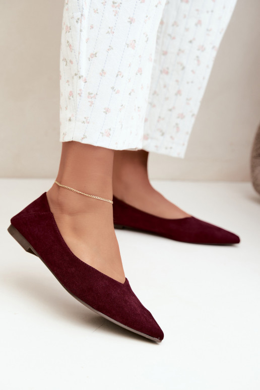 Ballerine con punta affusolata in suede sintetico color bordeaux Corabella