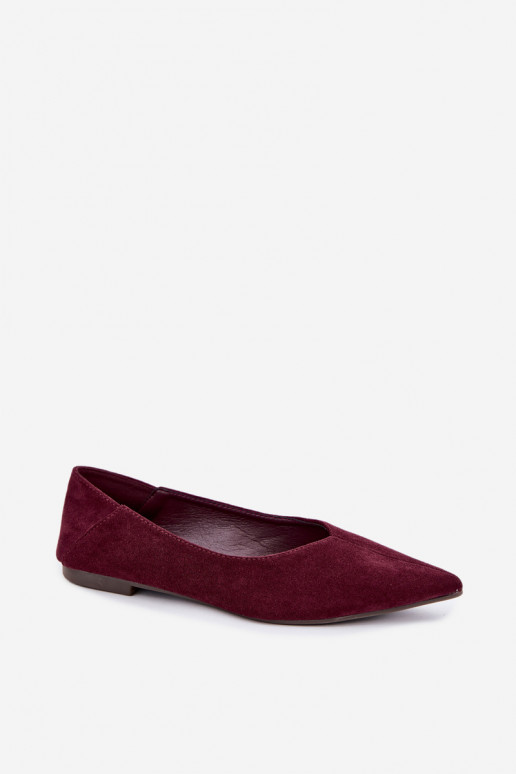 Ballerine con punta affusolata in suede sintetico color bordeaux Corabella