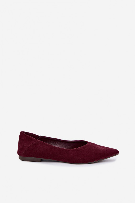 Ballerine con punta affusolata in suede sintetico color bordeaux Corabella
