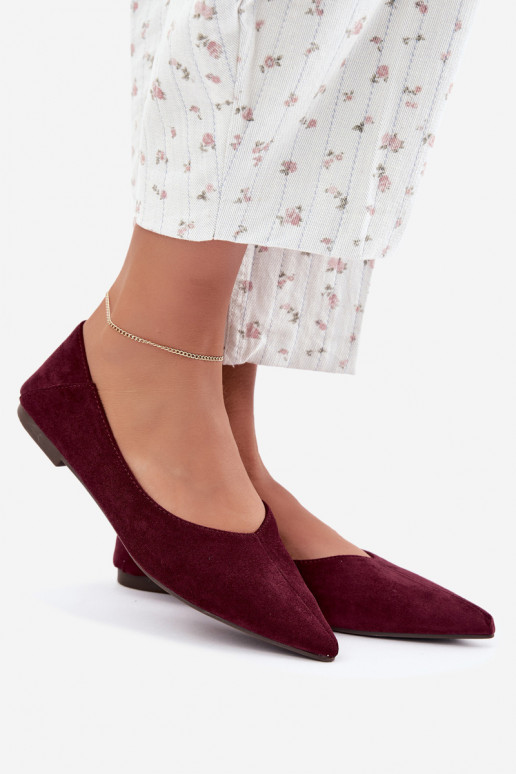 Ballerine con punta affusolata in suede sintetico color bordeaux Corabella