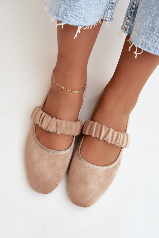 Ballerine con nastri decorativi color sabbia Loreya