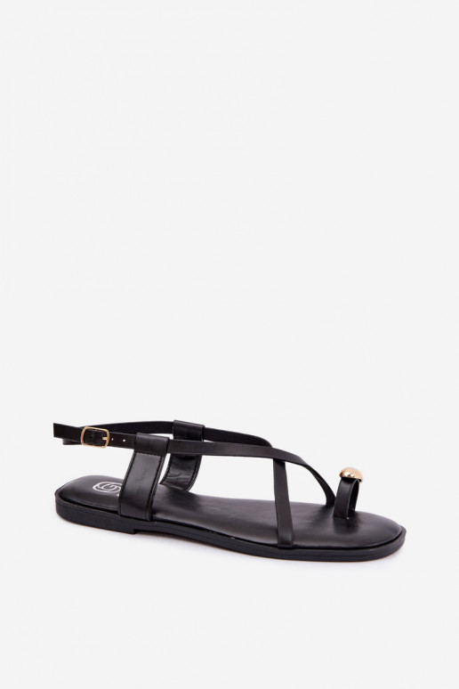 Sandali piatti con elementi eleganti color nero Vensy