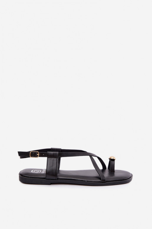 Sandali piatti con elementi eleganti color nero Vensy