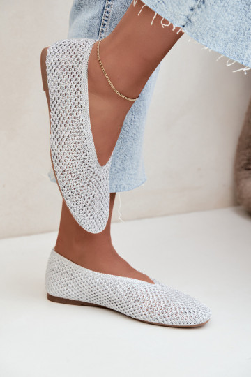 Ballerine con motivi e rete color argento Calmore