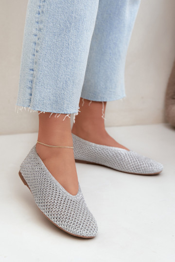 Ballerine con motivi e rete color argento Calmore 2