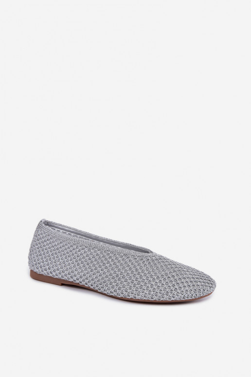 Ballerine con motivi e rete color argento Calmore