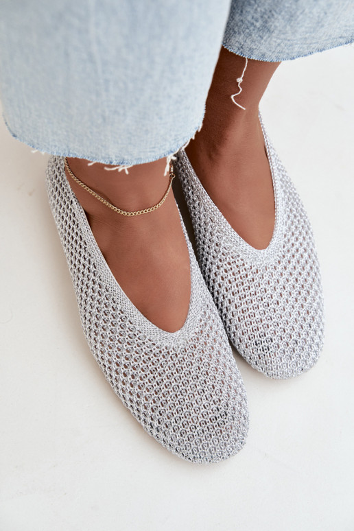 Ballerine con motivi e rete color argento Calmore