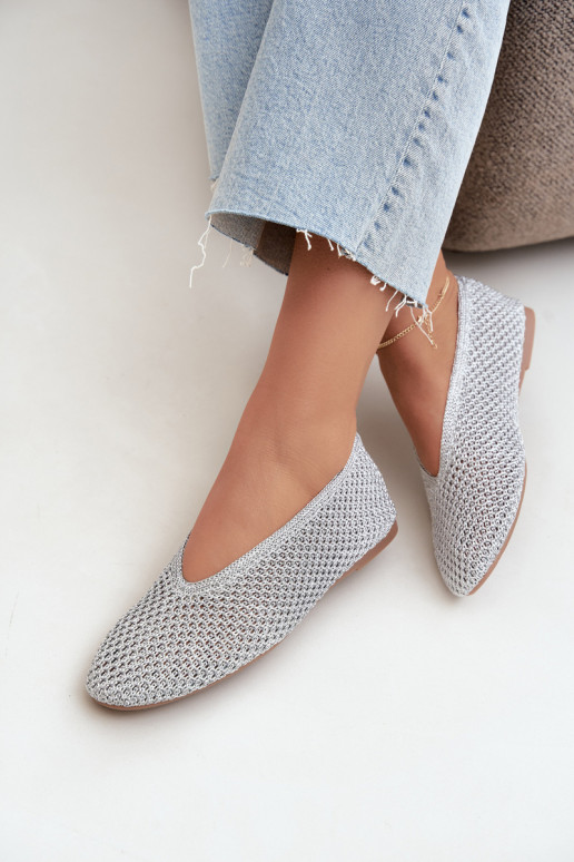 Ballerine con motivi e rete color argento Calmore