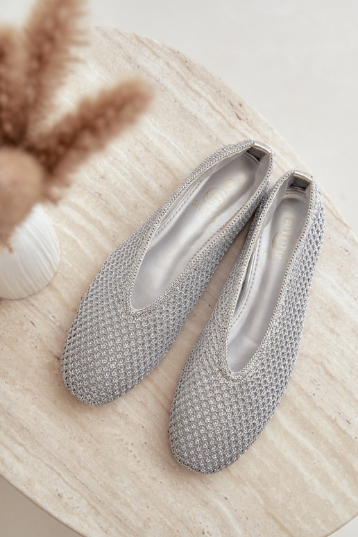 Ballerine con motivi e rete color argento Calmore