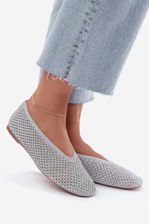 Ballerine con motivi e rete color argento Calmore