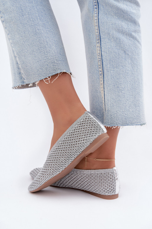 Ballerine con motivi e rete color argento Calmore