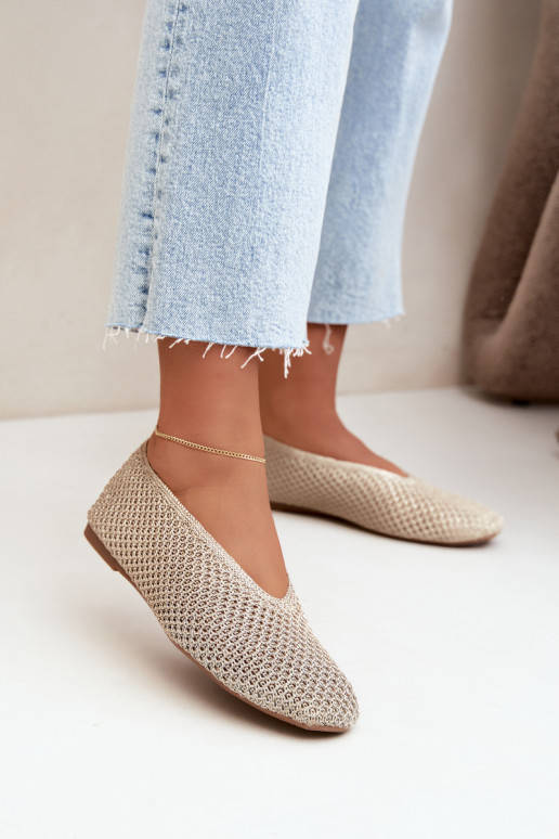 Ballerine con motivi e rete color oro Calmore