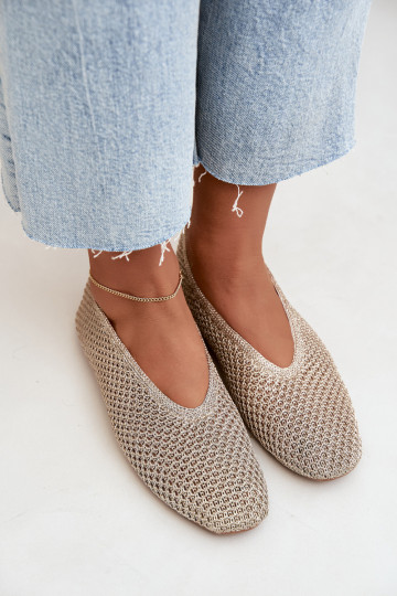 Ballerine con motivi e rete color oro Calmore 2