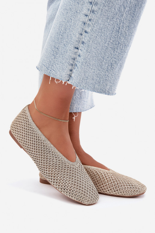 Ballerine con motivi e rete color oro Calmore