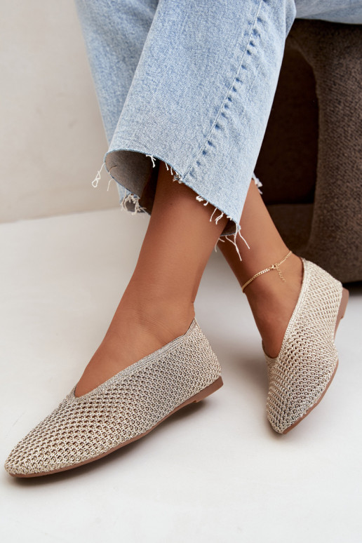 Ballerine con motivi e rete color oro Calmore