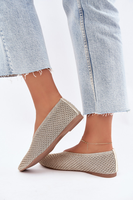 Ballerine con motivi e rete color oro Calmore