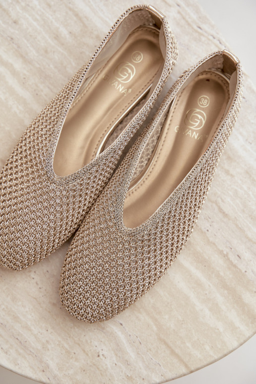 Ballerine con motivi e rete color oro Calmore