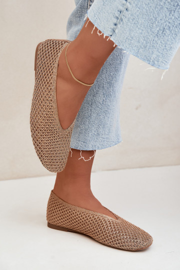Ballerine con motivi e rete color champagne Calmore