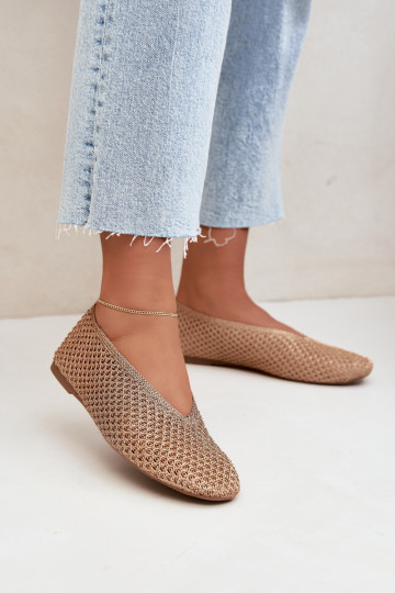 Ballerine con motivi e rete color champagne Calmore 2
