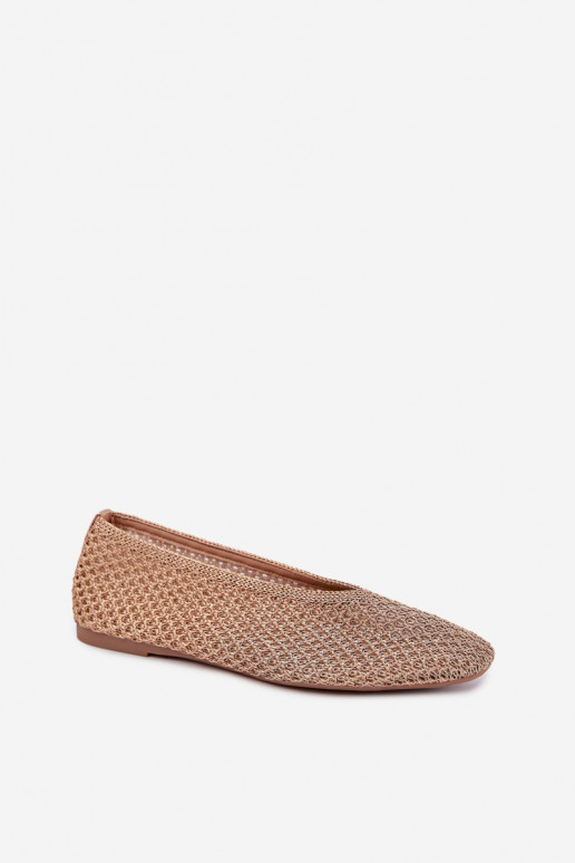 Ballerine con motivi e rete color champagne Calmore