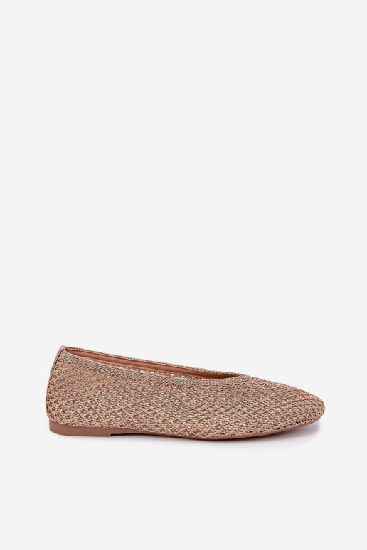 Ballerine con motivi e rete color champagne Calmore