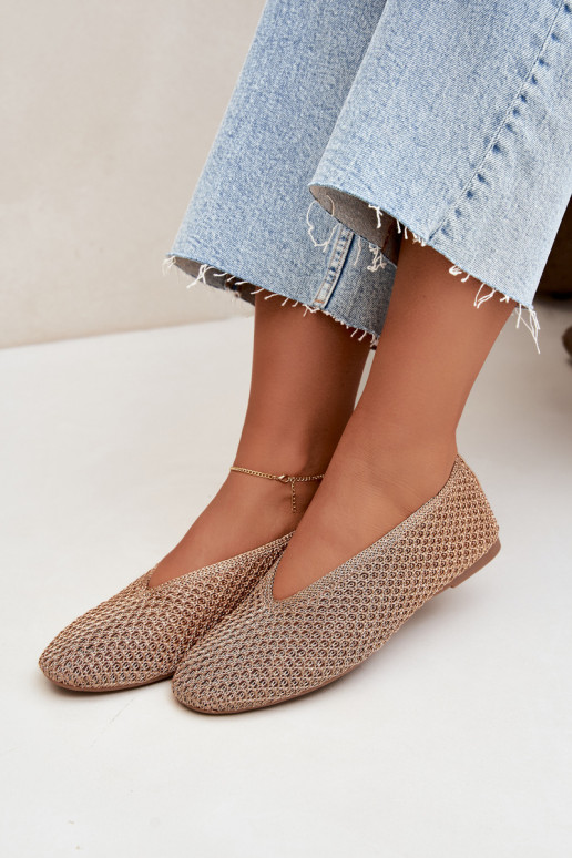 Ballerine con motivi e rete color champagne Calmore