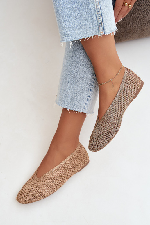 Ballerine con motivi e rete color champagne Calmore