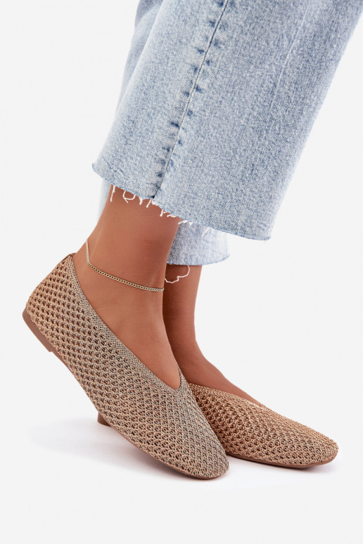 Ballerine con motivi e rete color champagne Calmore
