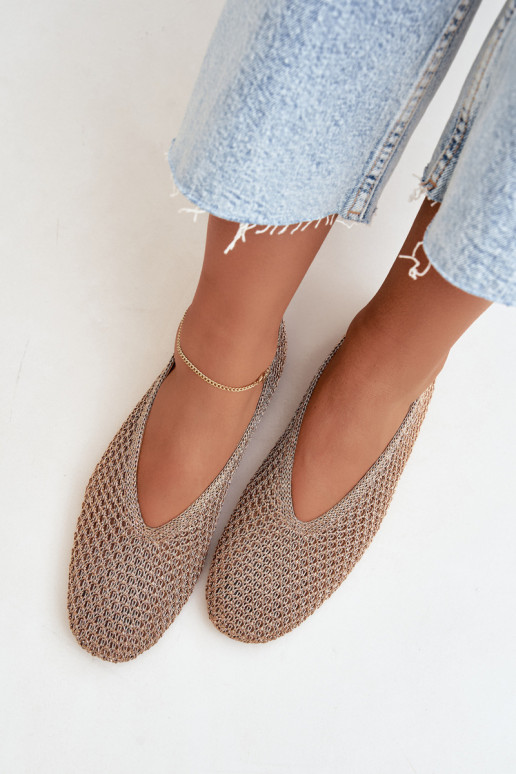 Ballerine con motivi e rete color champagne Calmore