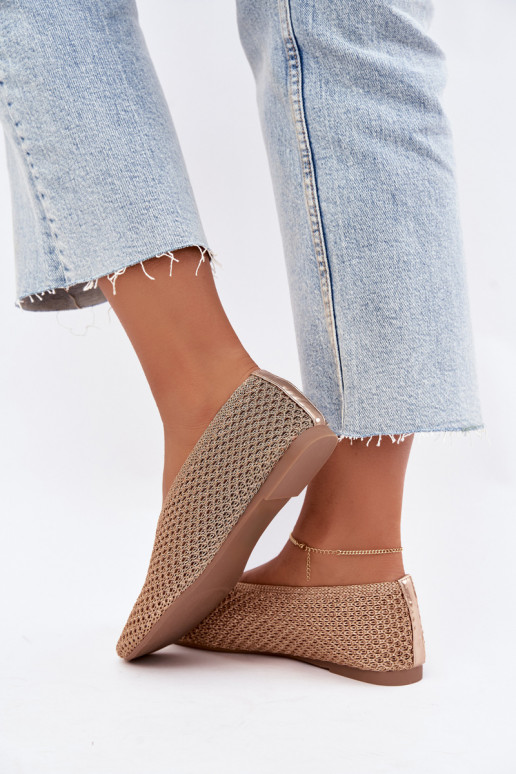 Ballerine con motivi e rete color champagne Calmore