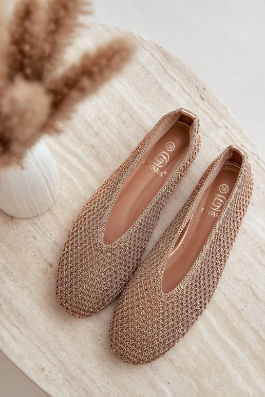 Ballerine con motivi e rete color champagne Calmore