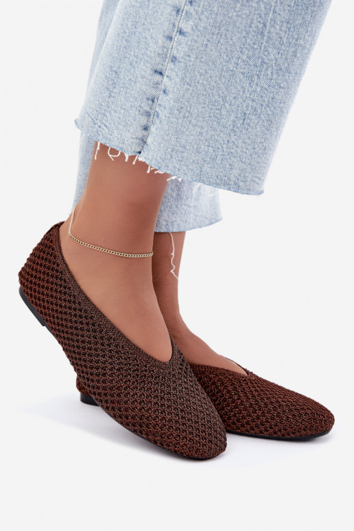 Ballerine con motivi e rete color marrone Calmore