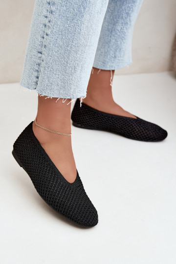 Ballerine con motivi e rete color nero Calmore