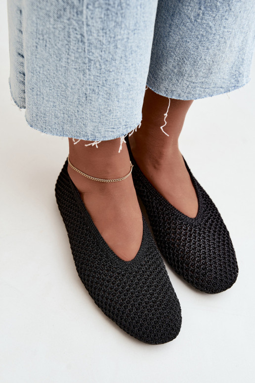 Ballerine con motivi e rete color nero Calmore