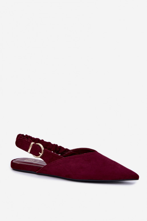 Ballerine con talloni aperti, nastri decorativi e fibbie color bordeaux Harton