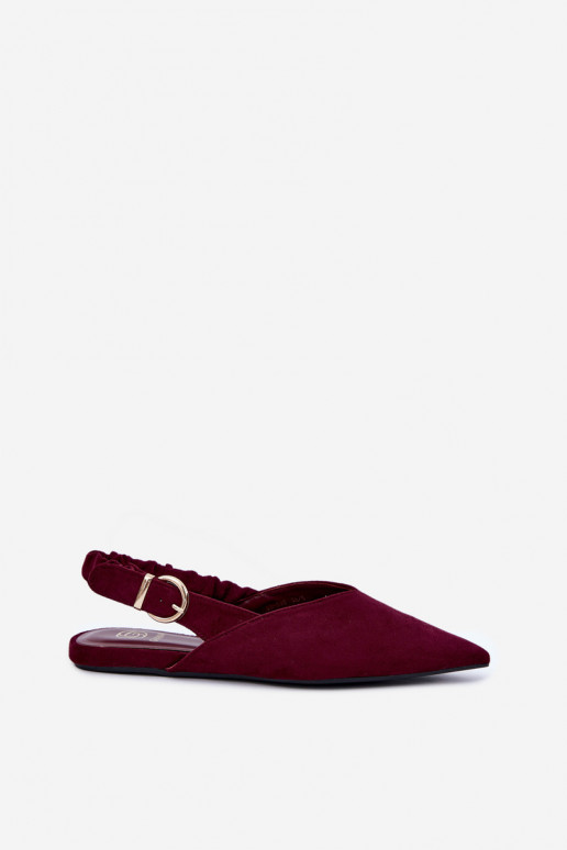 Ballerine con talloni aperti, nastri decorativi e fibbie color bordeaux Harton