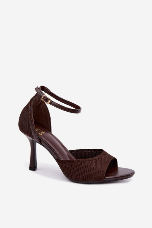 Sandali da donna con tacchi sottili color cioccolato Galya