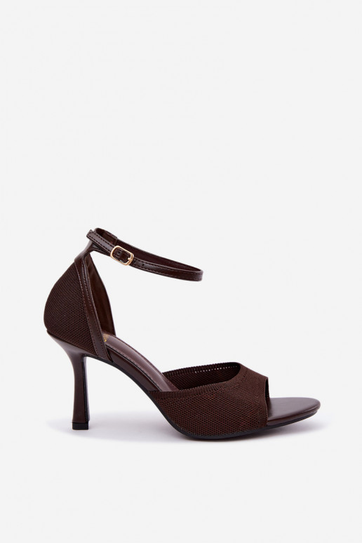 Sandali da donna con tacchi sottili color cioccolato Galya