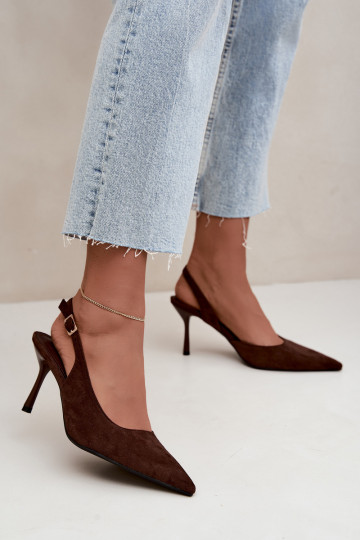 Sandali in suede sintetico Czekolado Cassy con tacco sottile 2