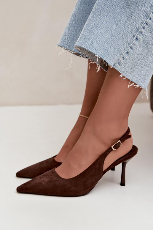 Sandali in suede sintetico Czekolado Cassy con tacco sottile