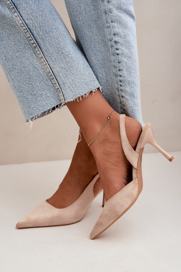 Sandali in suede sintetico Czekolado Cassy con tacco sottile color sabbia