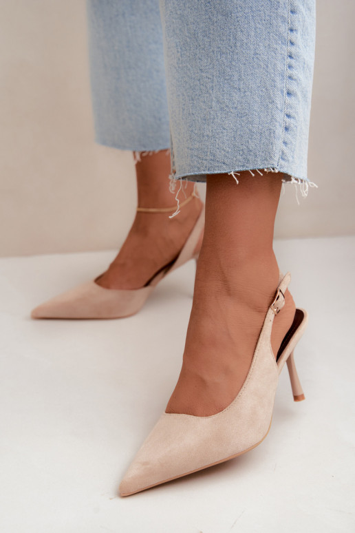 Sandali in suede sintetico Czekolado Cassy con tacco sottile color sabbia