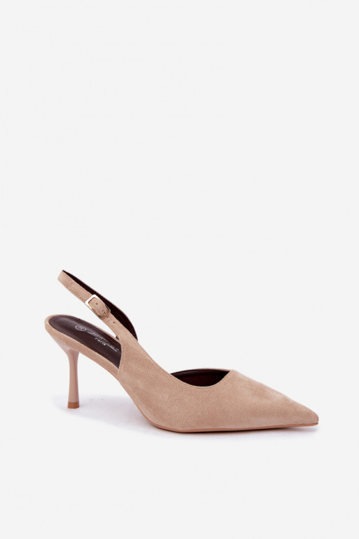 Sandali in suede sintetico Czekolado Cassy con tacco sottile color sabbia