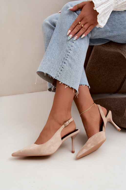 Sandali in suede sintetico Czekolado Cassy con tacco sottile color sabbia