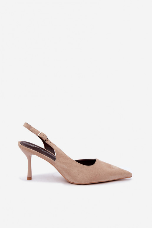 Sandali in suede sintetico Czekolado Cassy con tacco sottile color sabbia