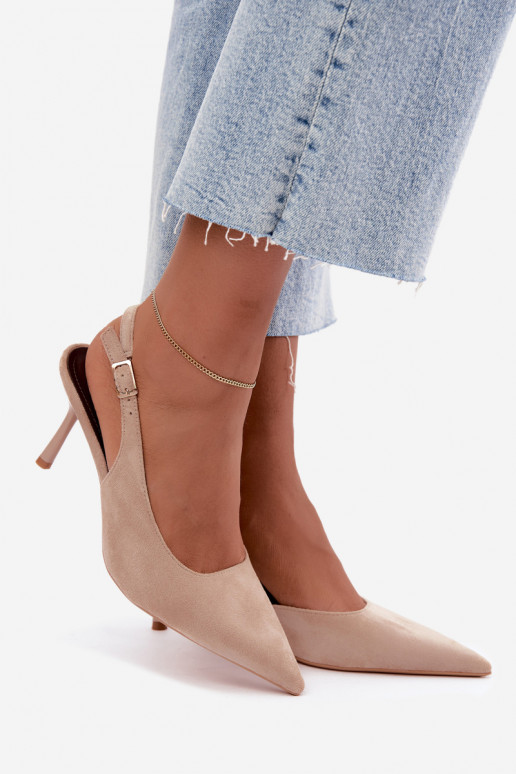 Sandali in suede sintetico Czekolado Cassy con tacco sottile color sabbia