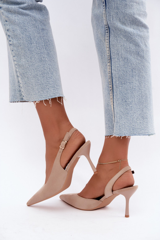 Sandali in suede sintetico Czekolado Cassy con tacco sottile color sabbia